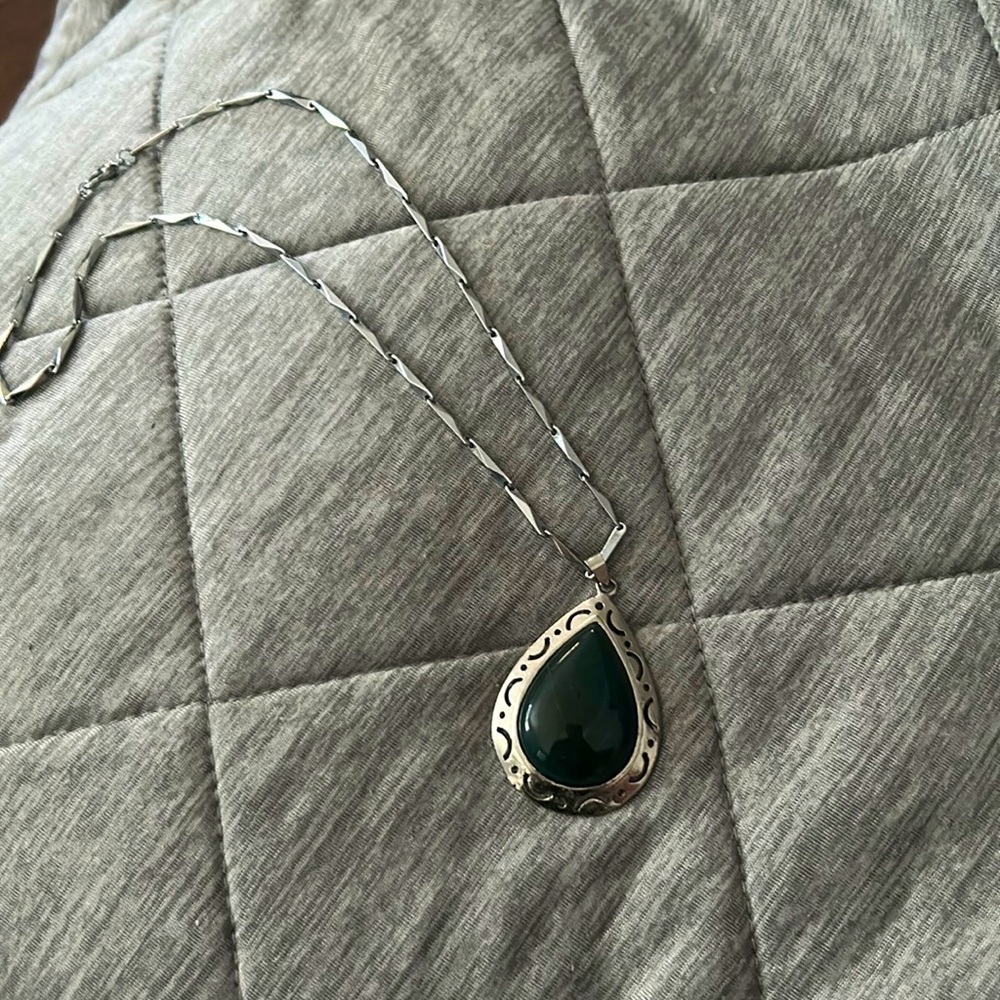Silver necklace with stone
